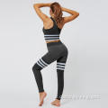 Pakaian binaraga stripe yoga kebugaran latihan gym